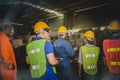 Human Meeting team of technicians and workers of industrial engineering department with a focus on safety. Royalty Free Stock Photo