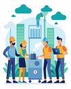 A team of engineers designing and implementing a new air filtration system for a city plagued by smog and air pollution