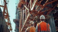 A team of engineers inspecting the bridge foundations making sure everything is sy and secure before moving on to the Royalty Free Stock Photo