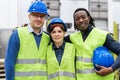 Team of engineers working inside robotic factory Royalty Free Stock Photo