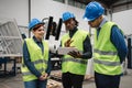 Team of engineers working in robotic factory Royalty Free Stock Photo