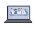 A team of experienced doctors on your laptop screen. Providing consultations, exams and treatment online. Telemedicine