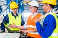 Team in Factory at production training Royalty Free Stock Photo