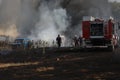 A team of firefighters extinguished a fire near the southern ring road in Sofia