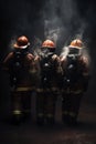 Team of firefighters extinguishing blazing flames AI generated