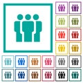 Team flat color icons with quadrant frames Royalty Free Stock Photo