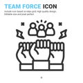 Team force icon vector with outline style isolated on white background. Vector illustration teamwork sign symbol icon concept for Royalty Free Stock Photo