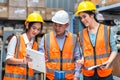 Team Foreman or Team worker working in warehouse. Industrial and industrial workers concept. worker woman order details and checki