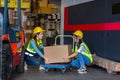 Team Foreman or Team worker working in warehouse. Industrial and industrial workers concept. worker woman order details and checki