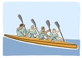 Academic canoe rowing. Vector flat illustration.