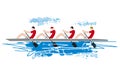 Team of four rowers.