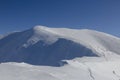 A team of free-riders climbs together into snowy mountains. Marmaros range, The Carpathian mountains Royalty Free Stock Photo