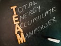 team full form displaying total energy accumulate manpower