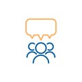 Team Group Of People Speaking And Debating With A Speech Bubble. Vector Thin Line Icon Design Illustration.