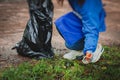 Team group of young people, girls and boys volunteering and participate in community work cleaning day, activists collecting waste