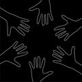 Team hands together or joining people concept icon isolated on black background Royalty Free Stock Photo