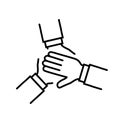 Team hands together vector icon. Teamwork symbol Royalty Free Stock Photo