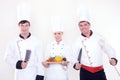 Team of happy chefs