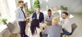 Team of happy multiracial business people having a corporate work meeting in the office Royalty Free Stock Photo