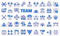Team icon set in line design blue. Team work, Collaboration, Group, Unity, Partnership, Cooperation, Together, Synergy