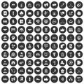 100 team icons set black circle Royalty Free Stock Photo