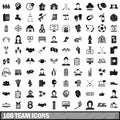100 team icons set, simple style Royalty Free Stock Photo
