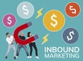 Team with inbound marketing icons