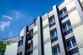 Team of industrial climbers at work, they are washing building f Royalty Free Stock Photo