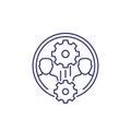 team interaction, work and cooperation line icon