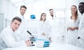 Male Scientist Working With Microscope Royalty Free Stock Photo