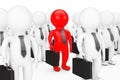 Team Leader Concept. Many 3d Person with one Red. 3d Rendering Royalty Free Stock Photo