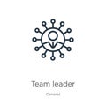 Team leader icon. Thin linear team leader outline icon isolated on white background from general collection. Line vector team