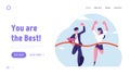 Team Leaders Competition Website Landing Page. Leadership and Teamwork Concept. Business People Running to Finish Royalty Free Stock Photo
