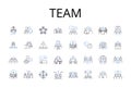 Team line icons collection. Squad, Group, Gang, Unit, Troop, Company, Posse vector and linear illustration. Band,Crew