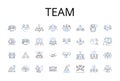 Team line icons collection. Squad, Group, Gang, Unit, Troop, Company, Posse vector and linear illustration. Band,Crew