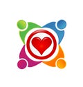 Team of loving people, heart vector logo