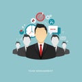 Team management flat illustration