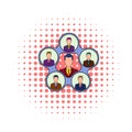 Team management icon, comics style Royalty Free Stock Photo