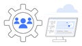 Team Management and Workflow Software Interface Concept with Gear Icon and Cloud Integration Royalty Free Stock Photo
