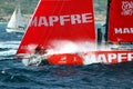 Team MAPFRE in race after leave the port of Alicante. Royalty Free Stock Photo