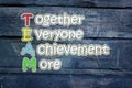 Team meaning written on blackboard background, high Royalty Free Stock Photo