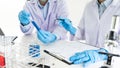 Team of Medical Research Scientists or researcher in lab coat testing their experimental in Modern laboratory Royalty Free Stock Photo