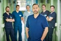 male medical doctors team in hospital hall Royalty Free Stock Photo