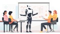 The team meeting will include both an AI robot and a presentation focused on data analysis AIG62 Royalty Free Stock Photo