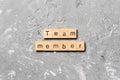 Team member word written on wood block. Team member text on table, concept Royalty Free Stock Photo