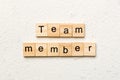 Team member word written on wood block. Team member text on table, concept Royalty Free Stock Photo