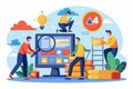 Team members are actively checking for data storage errors using computers and tools in a tech environment, Worker are looking for Royalty Free Stock Photo