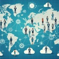 Team members in different global locations are connected via lin