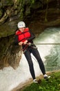 Team Of Mixed People On Canyoning Adventure