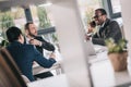 team of multiethic businessmen having conversation Royalty Free Stock Photo